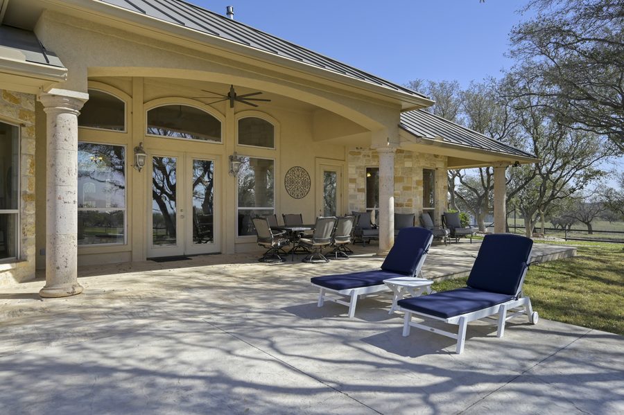 Covered patio with columns