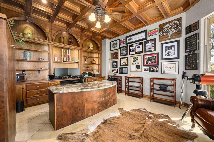 Black walnut paneled office